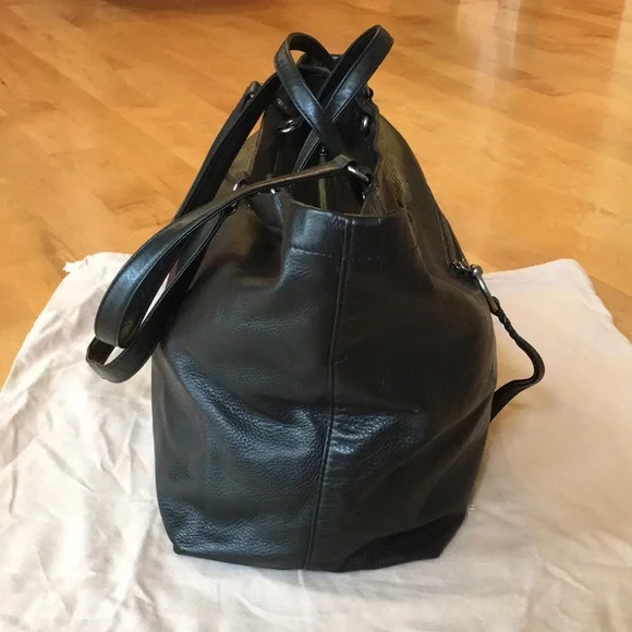 REBECCA MINKOFF | Large Black Leather Tote / Weekender Bag - Picture 6 of 16